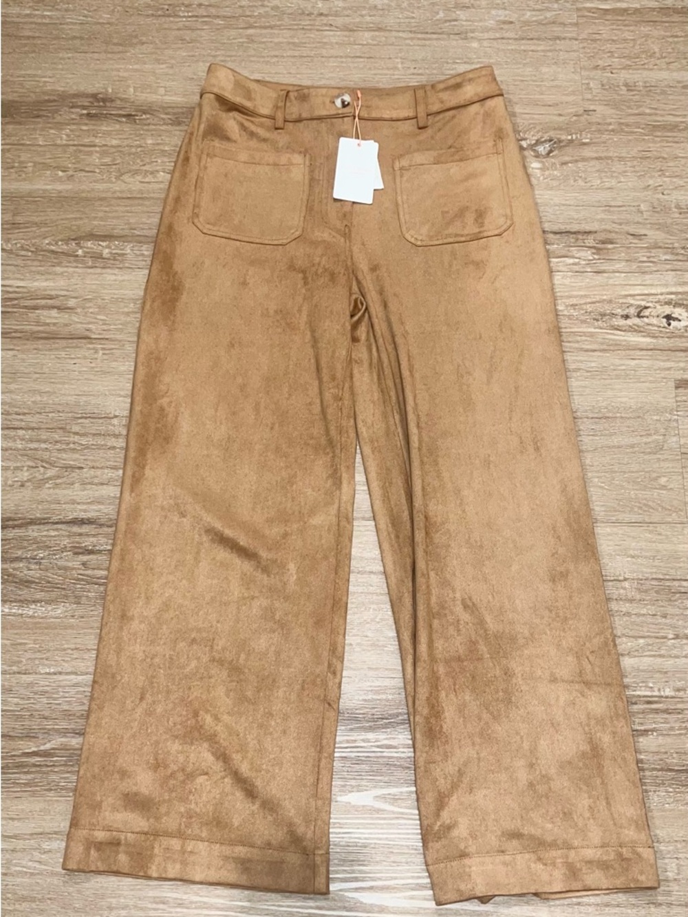 Skies Are Blue | Skies Are Blue Camel Suede Wide Leg Pants - Picture 1 of 8